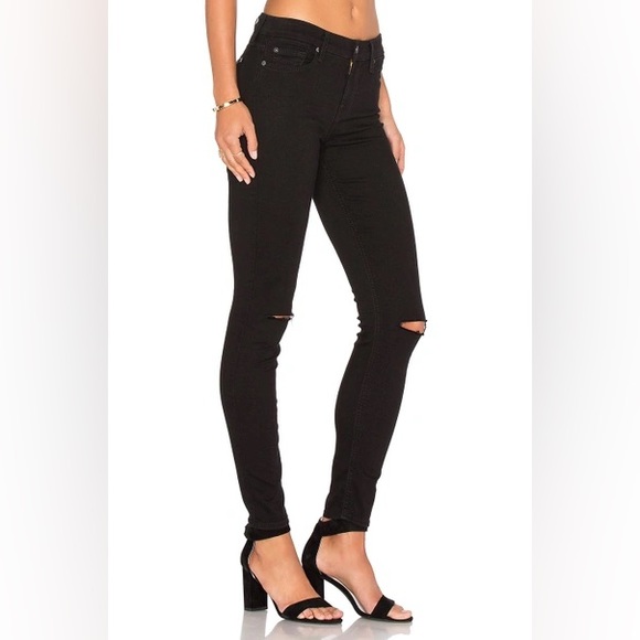 NWT 7 for All Mankind b(air) denim - the ankle skinny size 24. (SlitHoles/black) - Picture 2 of 8